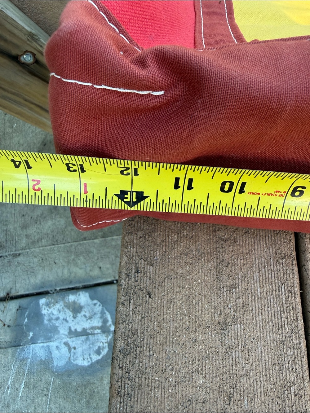 Vintage LL Bean Boat and Tote Red with Yellow pocket. Red Base And Handles - Picture 10 of 13